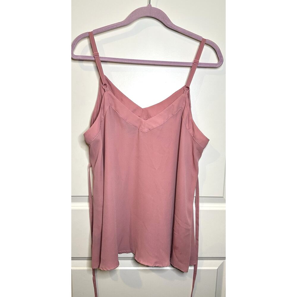 TORRID 00 Women's Sophie Chiffon Swing Cami Dusty Rose Tie Back or Front Tank